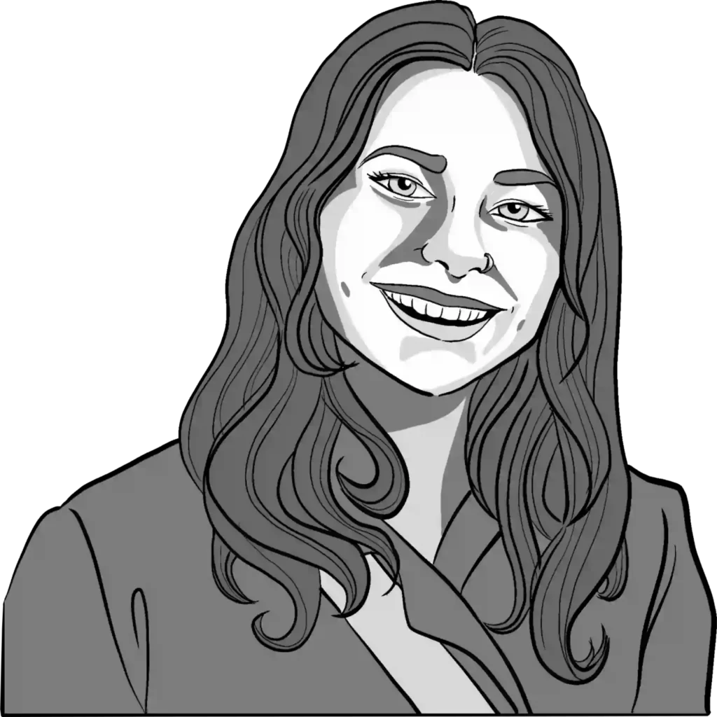 Illustration of Genevieve smiling